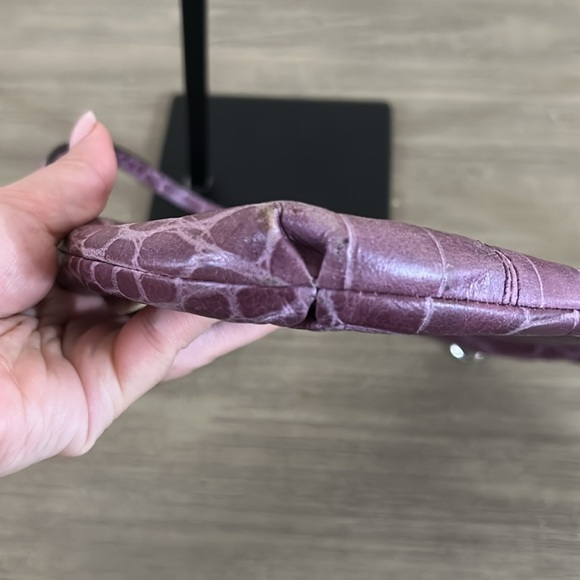 COACH Madison Croc Embossed Large Leather Wristlet, Purple - Picture 6 of 8